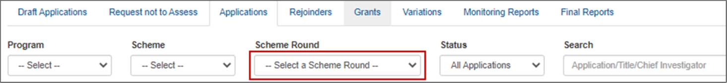 RMS Screenshot select round button