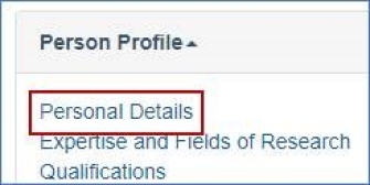 Person Details highlighted within RMS menu